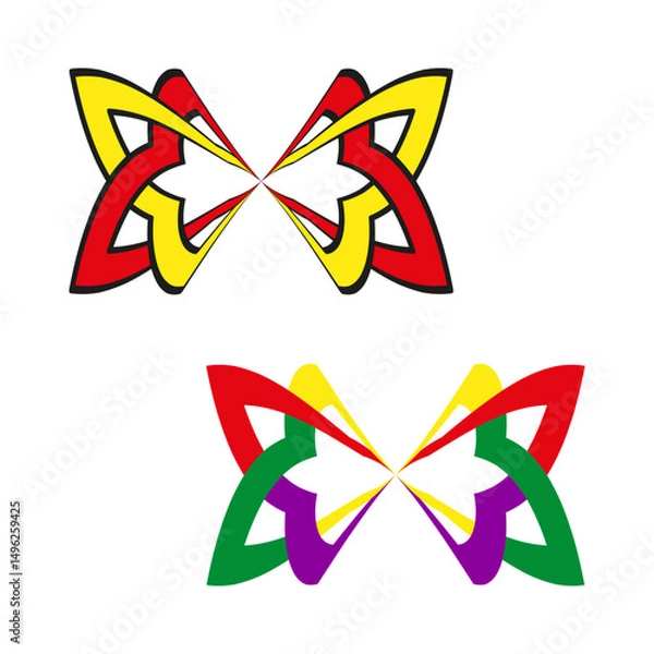 Fototapeta Butterfly shape icon. Colorful wings figure. Symmetrical insect symbol. Vector design.