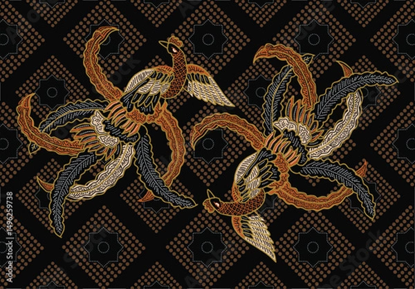 Obraz Indonesian Batik Pattern with a Very Unique Bird Motif