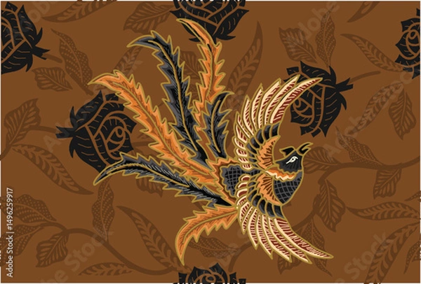 Obraz Indonesian Batik Pattern with a Very Unique Bird Motif