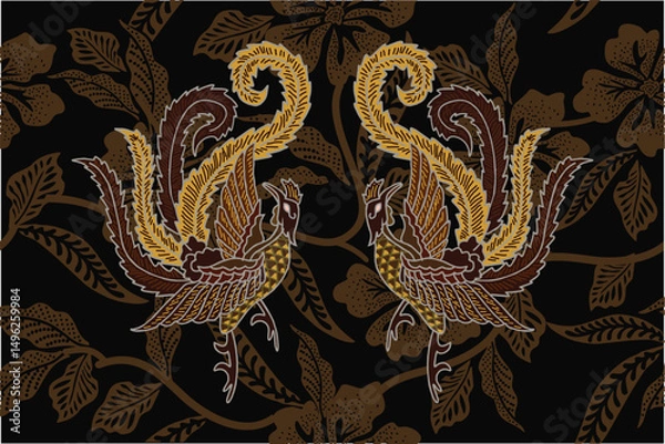 Obraz Indonesian Batik Pattern with a Very Unique Bird Motif