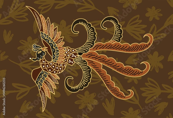 Obraz Indonesian Batik Pattern with a Very Unique Bird Motif