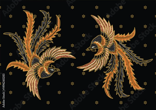 Obraz Indonesian Batik Pattern with a Very Unique Bird Motif