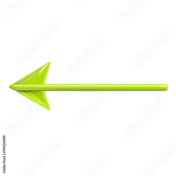 Fototapeta Modern Arrow with Refined Details in Bold Neon Green Isolated on Transparent Background