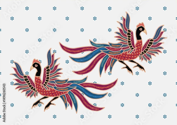 Obraz Indonesian Batik Pattern with a Very Unique Bird Motif
