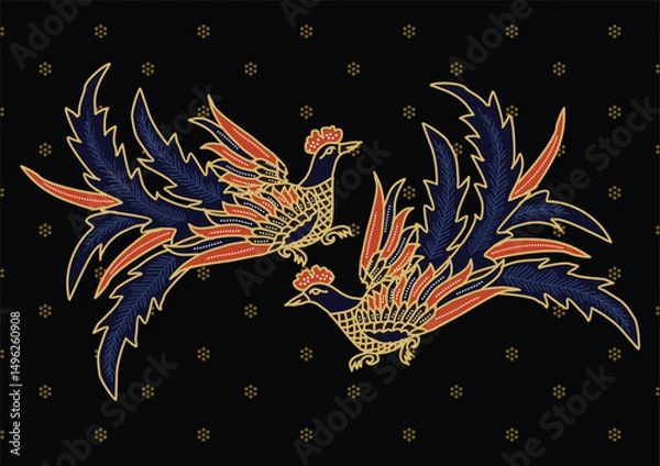 Obraz Indonesian Batik Pattern with a Very Unique Bird Motif