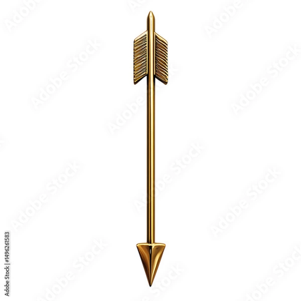 Fototapeta Modern Arrow with Sharp Precision in Brilliant Gold Isolated on Transparent Background