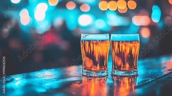 Obraz Two Beers at Night Bar.
