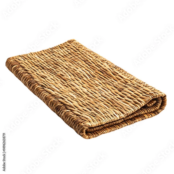 Fototapeta Elegant Minimalist Straw Beach Mat with a Classic W Isolated on Transparent Background