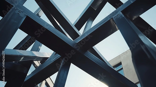 Obraz Metal Beams and Architectural Structure Against Sky