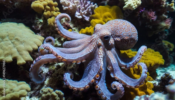 Obraz Octopus Hiding Among the Corals