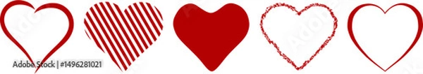 Fototapeta Red Hearts Icons Set Vector Illustration