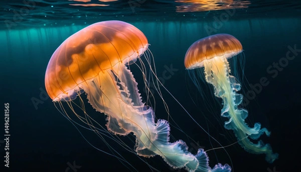Obraz Jellyfish Floating Gracefully in the Ocean