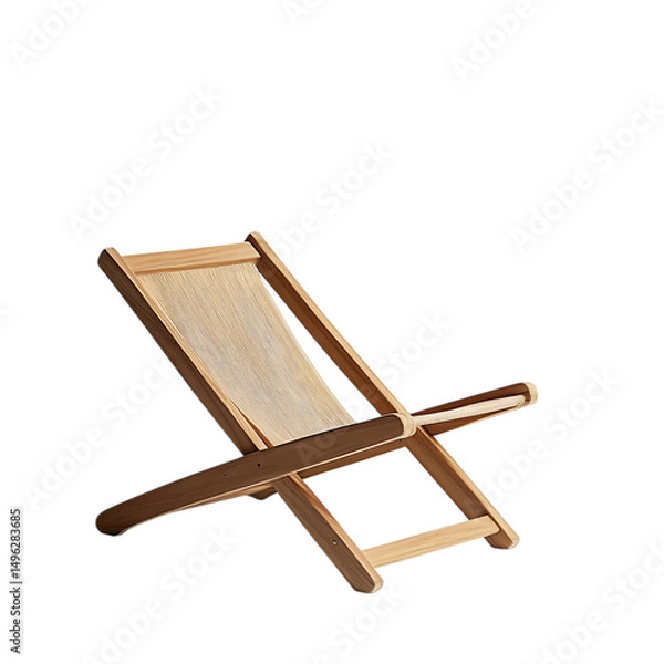 Fototapeta Minimalist Wooden Beach Chair with a Sleek Fold AwA Isolated on Transparent Background