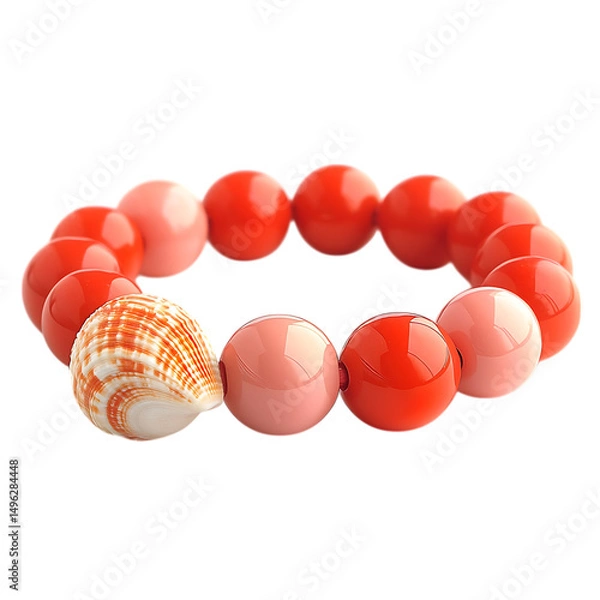 Fototapeta Bold Bracelet with Large Statement Beads in Shell Isolated on Transparent Background