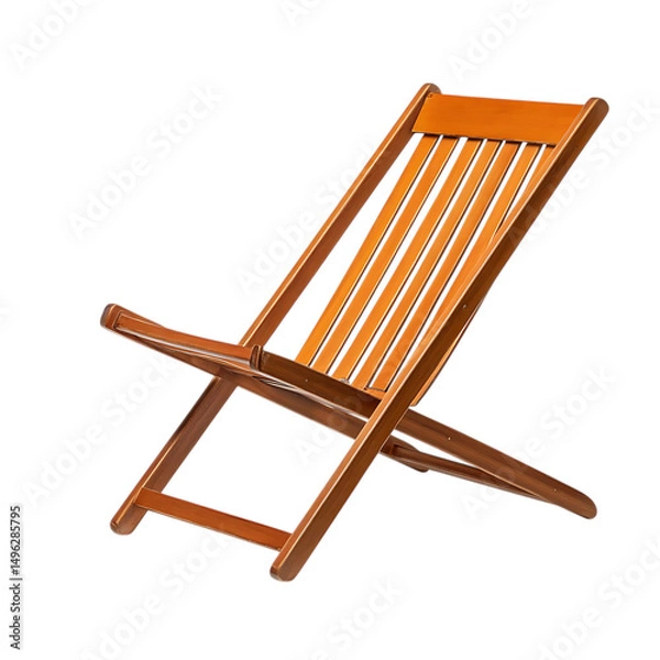 Fototapeta Minimalist Fold Away Wooden Beach Chair with a Slee Isolated on Transparent Background