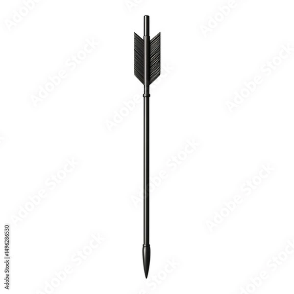 Fototapeta Sleek Arrow with Soft Diffused Shadows in Charcoal Isolated on Transparent Background