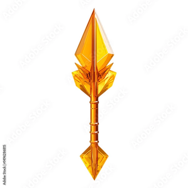 Obraz Futuristic Arrow with Striking Facets in Electric Yellow Isolated on Transparent Background