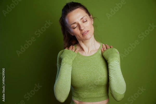 Obraz Relaxing neck stretch in green