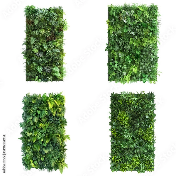 Fototapeta Four rectangular green plant wall panels