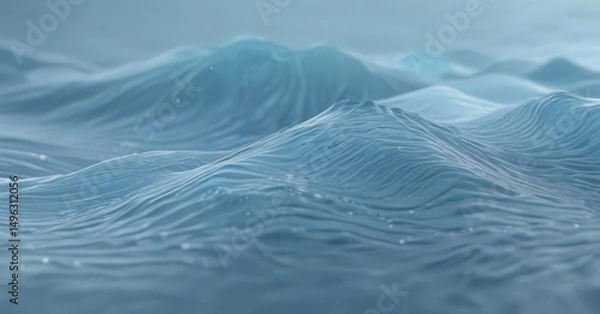 Fototapeta Subtle ripples in dreamy blue abstract wave texture, soft focus, serene atmosphere , tranquil, aquamarine