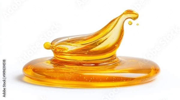 Fototapeta Golden Liquid Drop on White Background for Food Product Advertisement