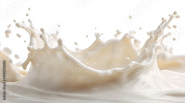 Fototapeta Dynamic Milk Splash on White Background for Creative Projects