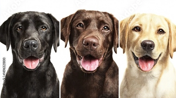 Fototapeta Cheerful Labrador Puppy Bundle in Various Poses for Professional Projects