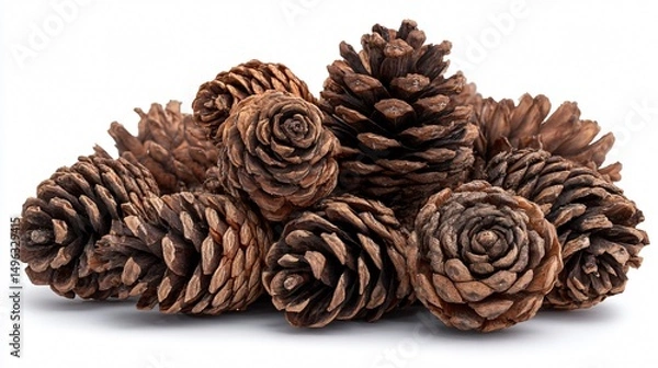 Fototapeta Pine Cones Isolated on White Background - Natural Decorative Elements