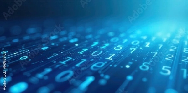 Fototapeta Abstract Digital Data Stream Futuristic Binary Code Background Representing Modern Technology and Innovation