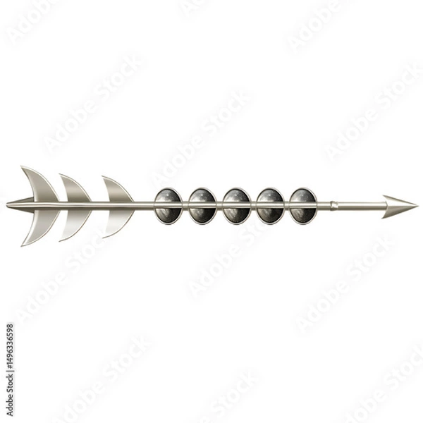 Fototapeta A Satin Silver Arrow with Lunar Eclipse Phases Isolated on Transparent Background