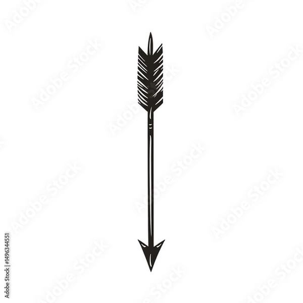 Obraz Minimal Arrow with Delicate Linework in Jet Black Isolated on Transparent Background