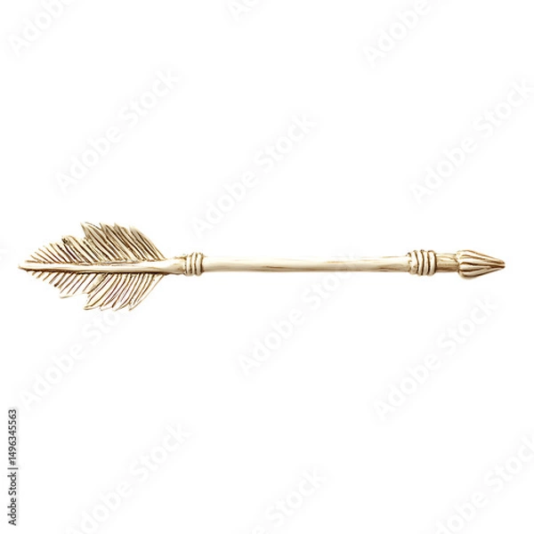 Fototapeta Minimal Arrow with Fine Details in Creamy Ivory Color Isolated on Transparent Background