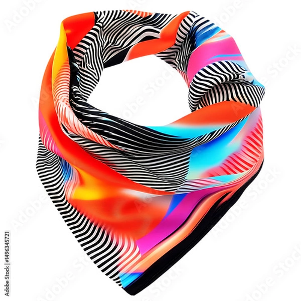 Fototapeta Modern Cooling Bandana with a Dynamic Abstract Digi Isolated on Transparent Background