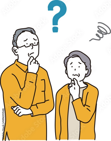 Obraz 困っているシニア夫婦のイラスト素材