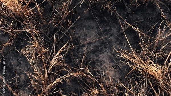 Obraz Burned Grass Texture : Suitable for Be Used as Background and Content in Any Project (Print, Graphic Design, Blog Posts, Social Media Posts or Website Related to Environment Theme)