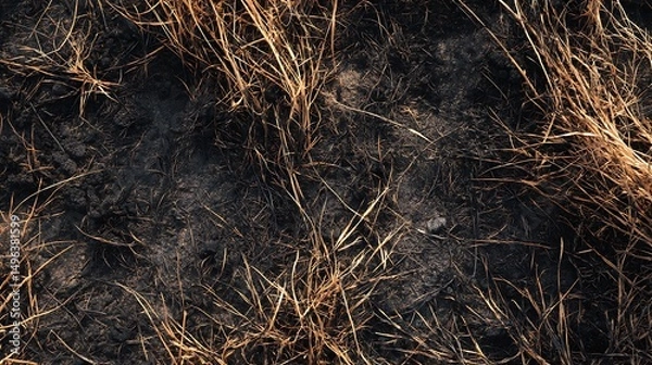 Obraz Burned Grass Texture : Suitable for Be Used as Background and Content in Any Project (Print, Graphic Design, Blog Posts, Social Media Posts or Website Related to Environment Theme)
