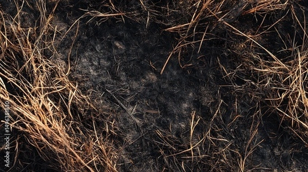 Obraz Burned Grass Texture : Suitable for Be Used as Background and Content in Any Project (Print, Graphic Design, Blog Posts, Social Media Posts or Website Related to Environment Theme)