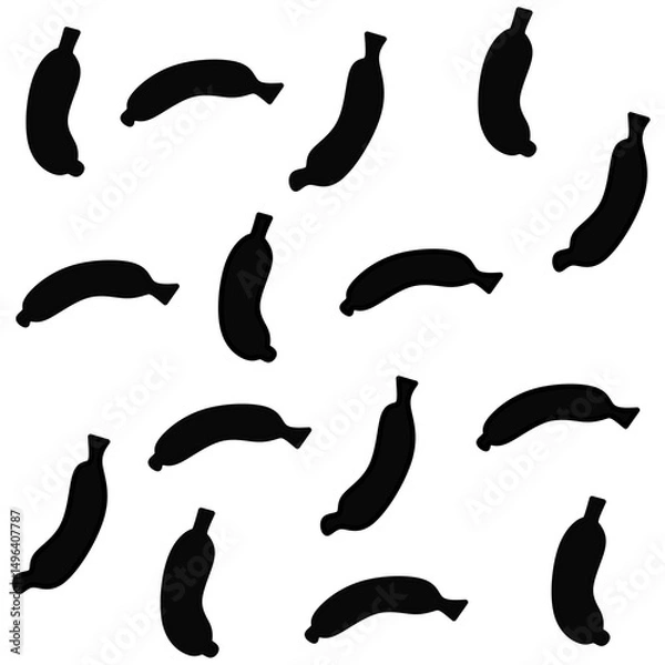 Fototapeta Banana sillhouette background image, sillhouette banana vector,banana fruit background on black color,banana black background  illustration 
