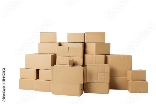 Obraz A stack of cardboard boxes is piled on top of each other
