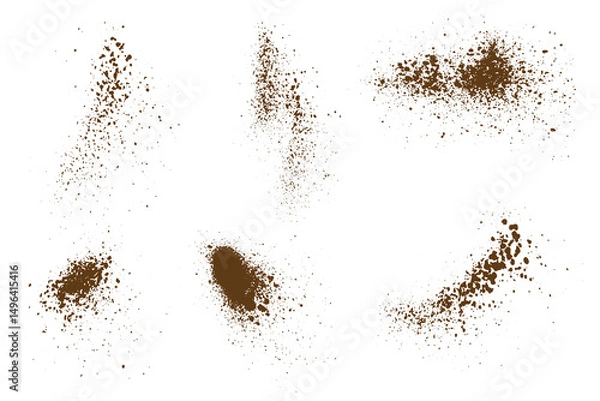 Obraz Dust particles flying coffee splash isolated chocolate powder vector background collection