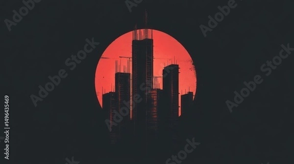 Fototapeta Isometric minimalist of an abstract building or structure theme, arranged in an interesting pattern for city planning, building design, or architectural visualization