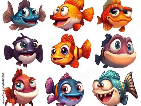 Fototapeta 可愛い海の仲間たちイラストセット