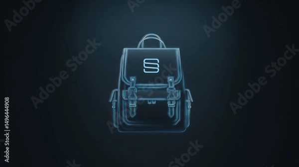 Fototapeta Minimalist abstract elements trendy patterned line backpack has colorful gradient symbolizes adventure, travel, or exploration of young people.