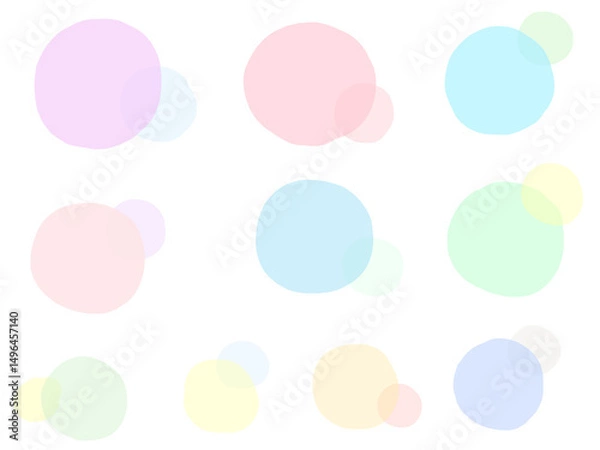 Fototapeta 半透明・カラフルな丸・円：フレーム素材セット