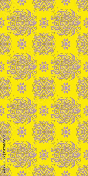 Fototapeta Farblic seamless pattern with Turtle 