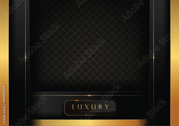 Fototapeta Elegant black and gold geometric wallpaper, stylish luxury background, horizontal web template, HD cover design, classic artwork, non AI vector illustration