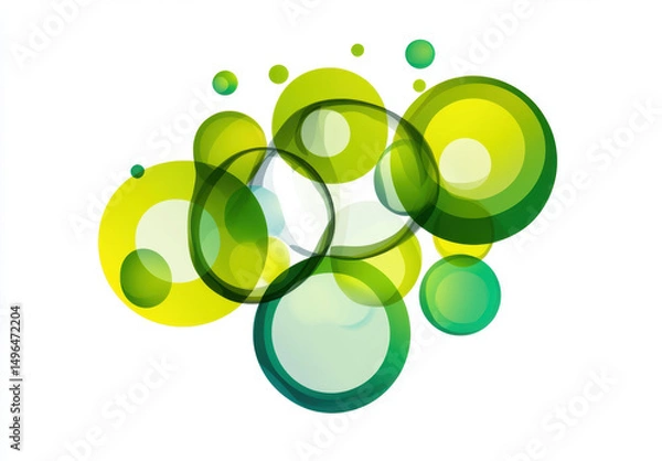Fototapeta Bright green and yellow abstract circles create vibrant and dynamic composition, evoking sense of energy and creativity. overlapping shapes add depth and visual interest