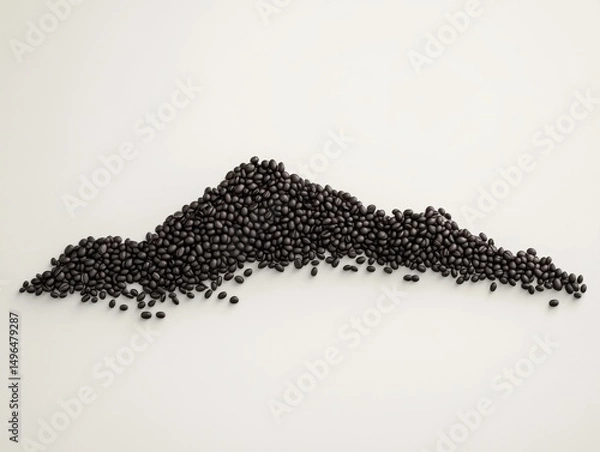 Fototapeta Vector coffee beans pile in minimalist design on white background - 