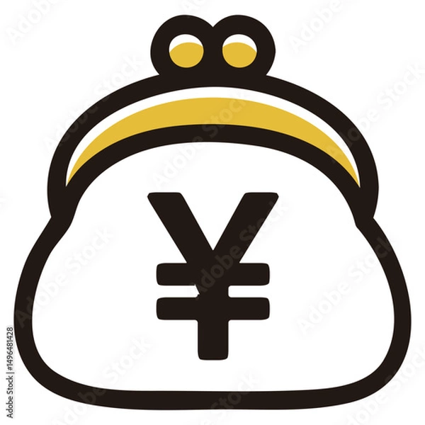 Obraz シンプルながま口財布のイラスト　円マーク