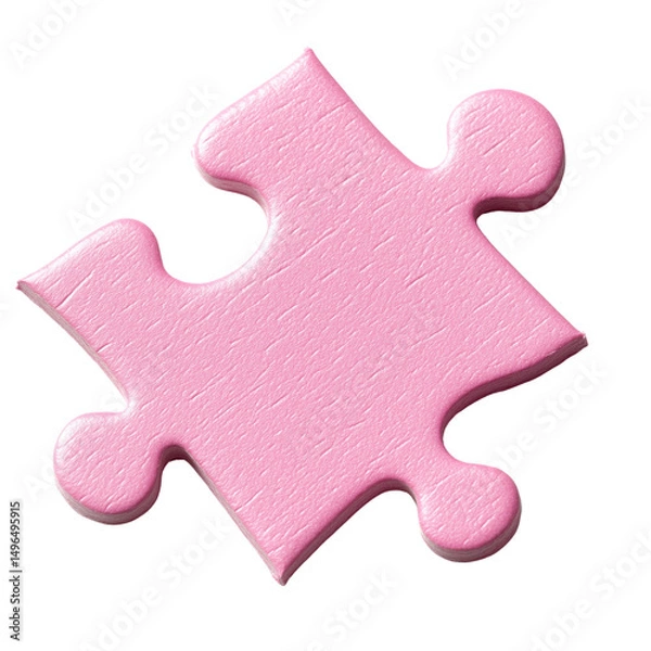 Fototapeta single pink puzzle piece isolated on transparency background, symbolizing creativity and problem solving